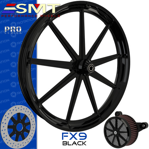 SMT Machining FX9 Gloss Black Custom Motorcycle Wheel