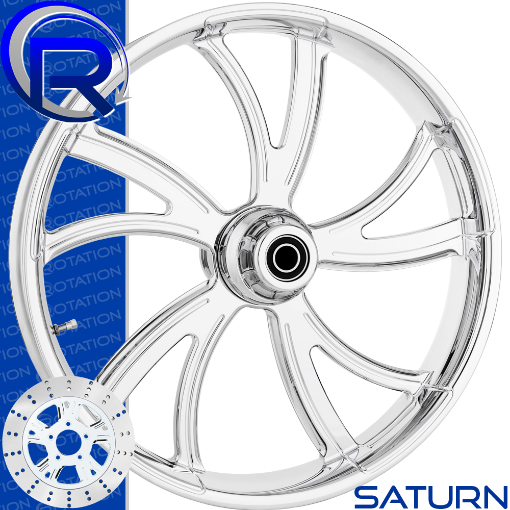 Rotation Saturn Chrome Softail Dyna VRod Sportster Wheel