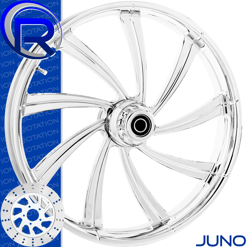 Rotation Juno Chrome Softail Dyna VRod Sportster Wheel