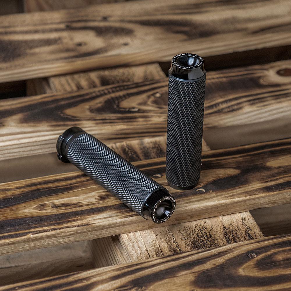 Arlen Ness Rough Crafts Grips All Black Harley | rotationwheels.com