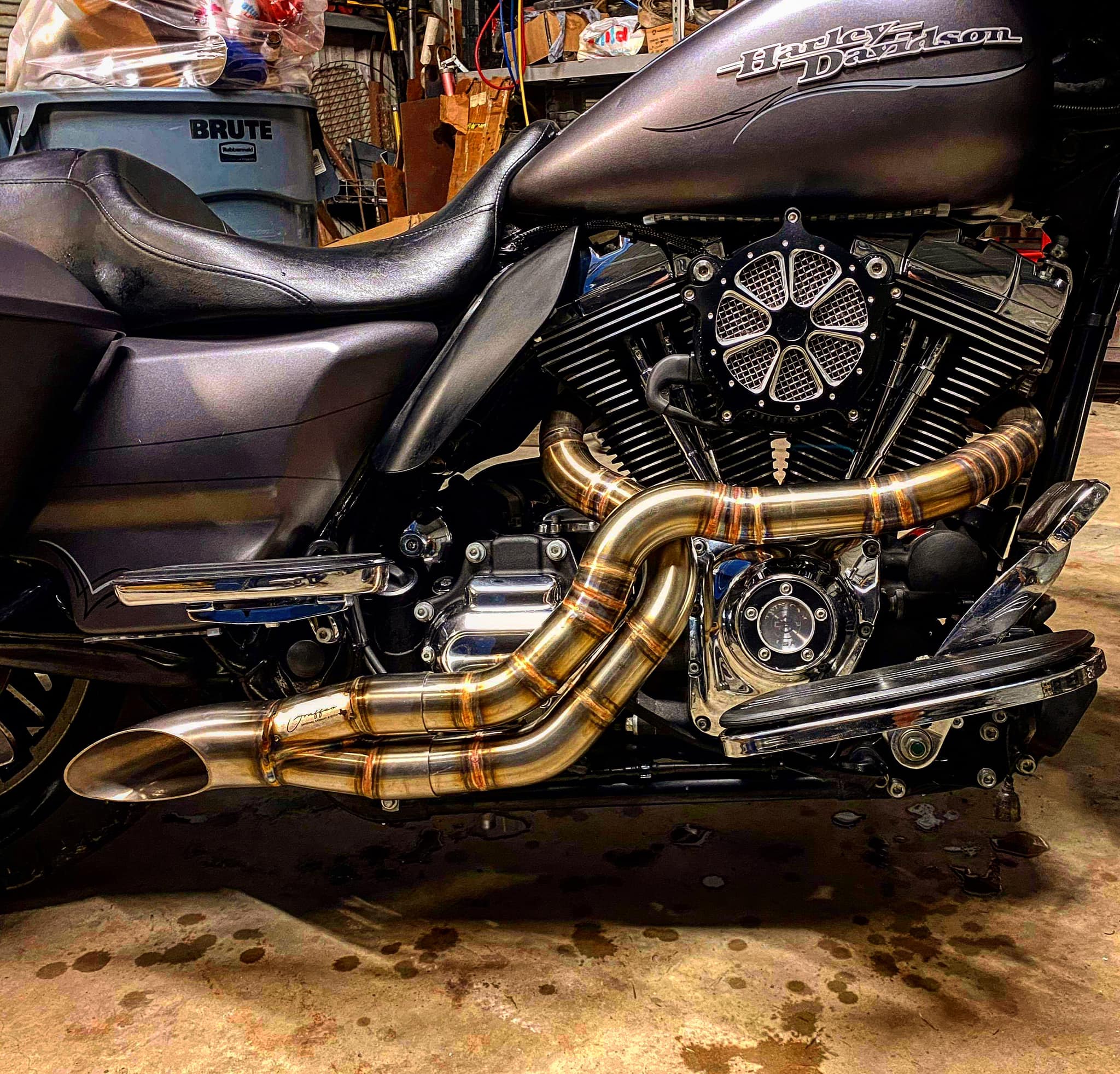 Graffeo 2-in-1 Stainless Steel Slash Cut Tip Exhaust for Harley