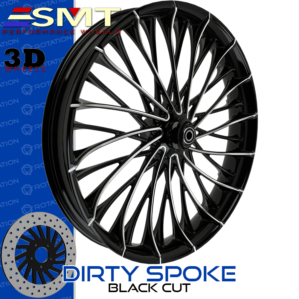SMT Machining Dirty Spoke 3D Black Cut Custom Wheel