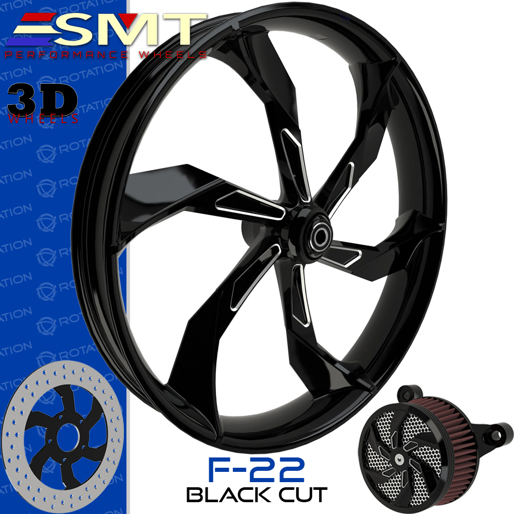 SMT Machining F-22 3D Black Cut Custom Wheel