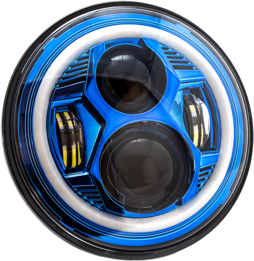 Letric Lighting 7" Blue Halo LED Headlight for Harley