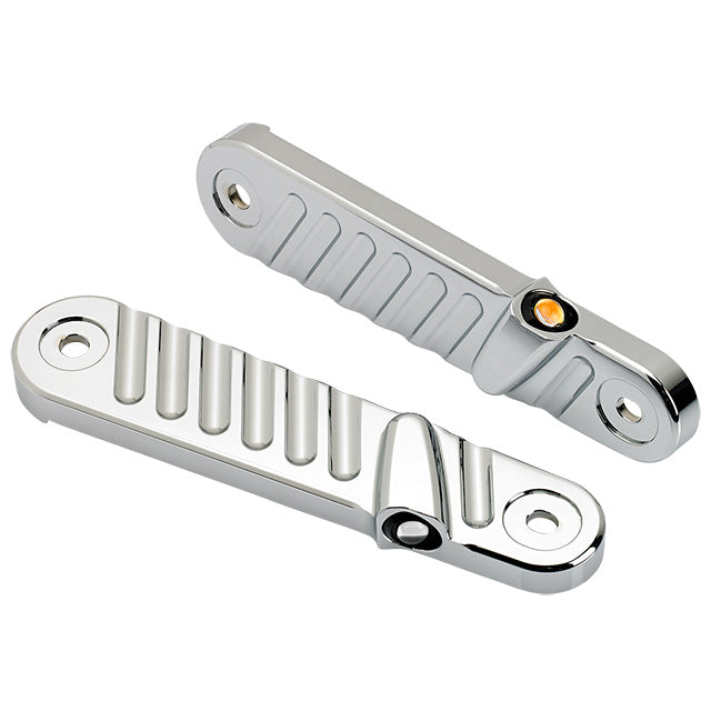 Joker Machine Finned Front LED Turn Signals Chrome 2014-2023 Harley Touring