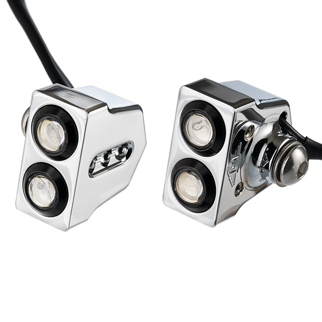 Joker Machine Dual LED Chrome Rat Eye Turn Signals Side Mount