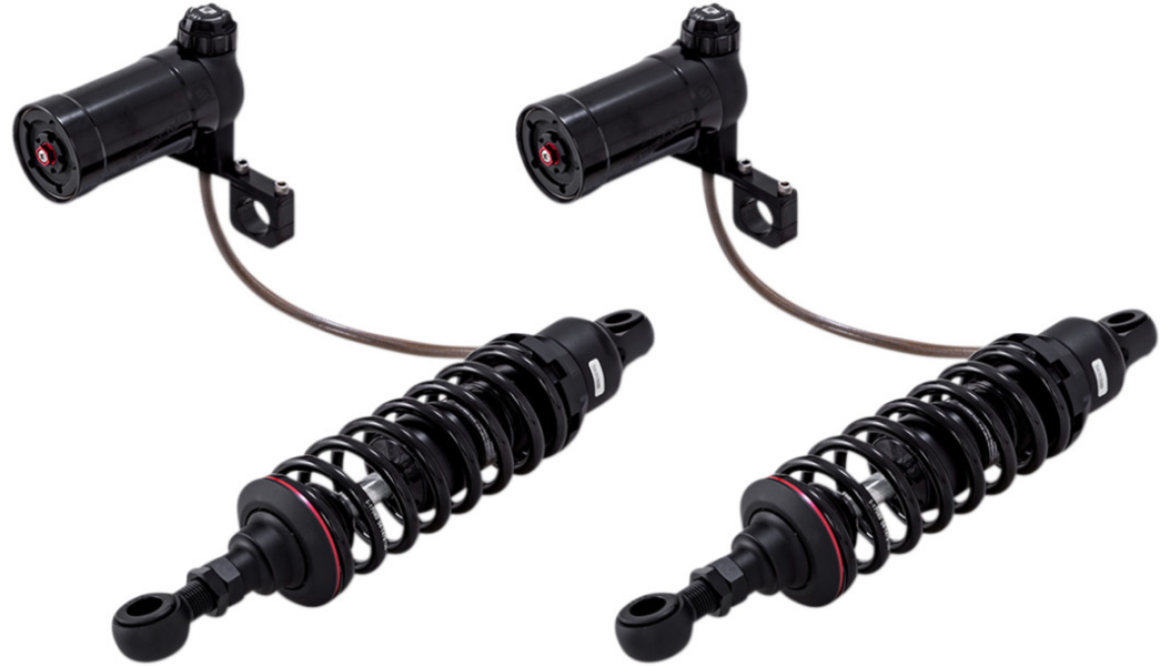 Progressive Suspension 990 Remote Reservoir Black Rear Shocks Harley Touring