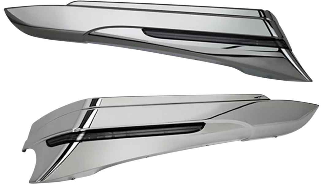 Ciro Chrome Saddlebag Extensions with LEDs 14-21 Harley Touring