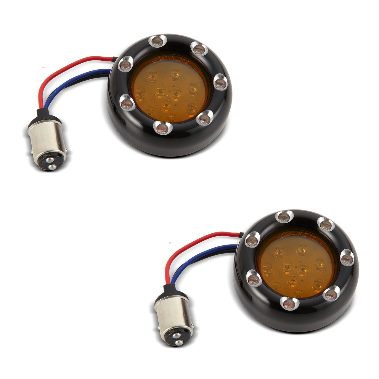 Arlen Ness Black Fire Ring Amber LED Turn Signal Inserts