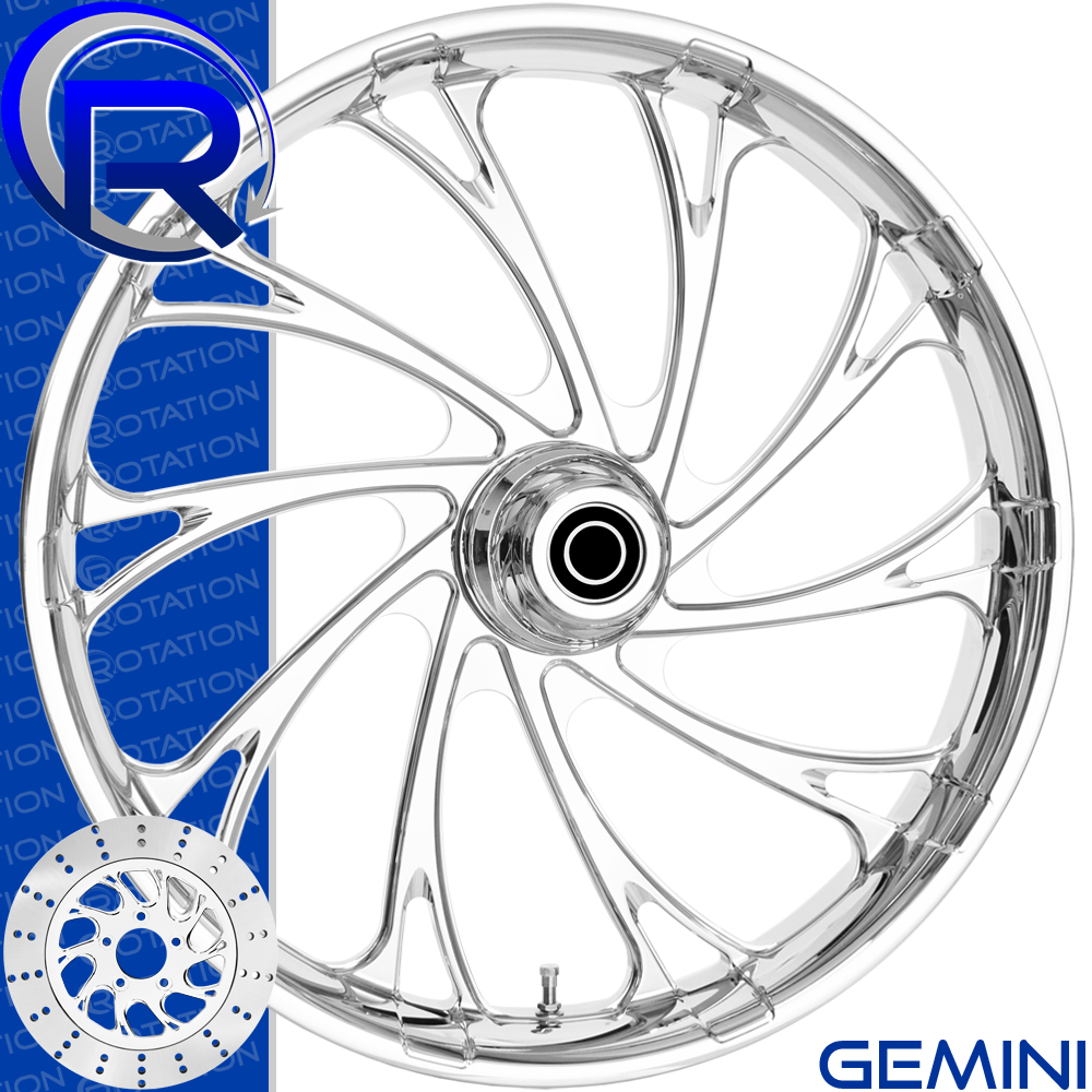 Rotation Gemini Chrome Softail Dyna VRod Sportster Wheel