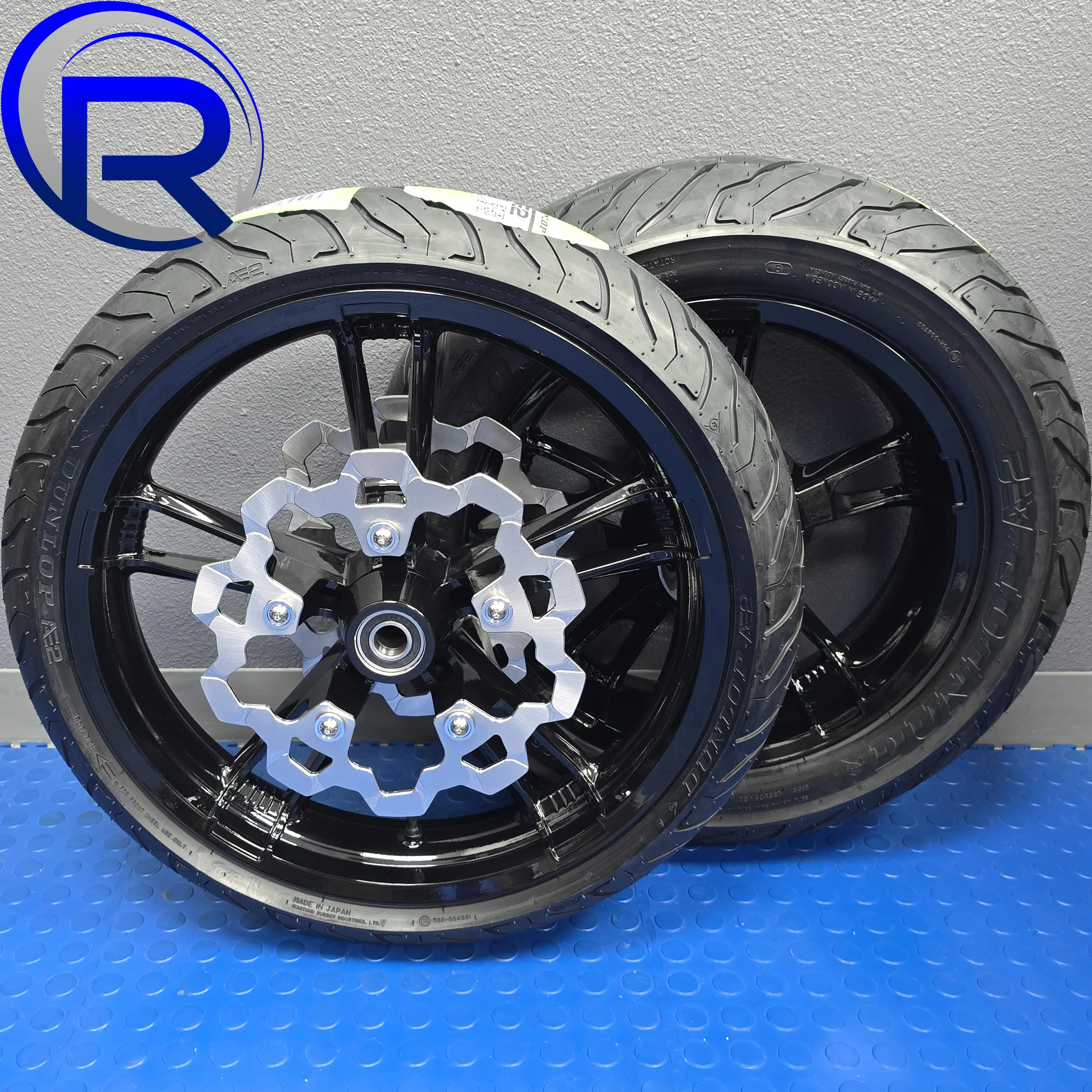 Harley Enforcer Gloss Black Take Off Wheels BLACK Lyndall Rotors Package