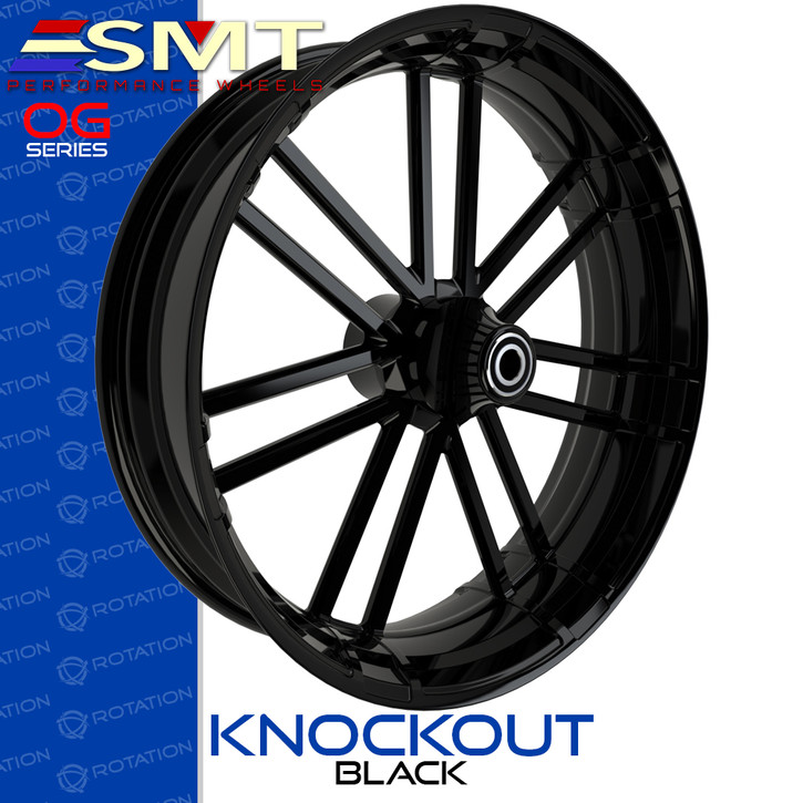 SMT Machining OG11 Knockout Gloss Black Custom Motorcycle Wheel Package
