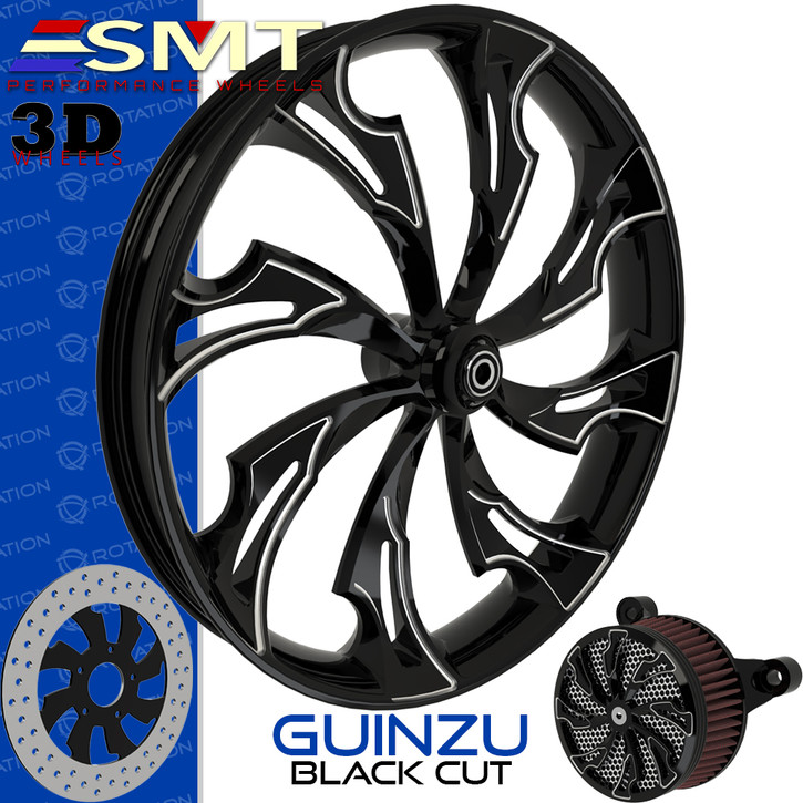 SMT Machining Guinzu 3D Black Cut Harley Wheel | rotationwheels.com