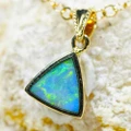 * BLUE LOTUS 14KT GOLD AUSTRALIAN OPAL NECKLACE