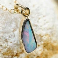 * MUSHROOM MIRROR 14KT GOLD AUSTRALIAN OPAL NECKLACE