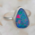 OPAL CRESCENT STERLING SILVER AUSTRALIAN OPAL RING