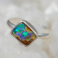 * 1 JULIA GEM STERLING SILVER AUSTRALIAN BOULDER OPAL RING