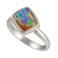 * 1 JULIA GEM STERLING SILVER AUSTRALIAN BOULDER OPAL RING