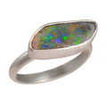* 1 COLORS IN THE STONE STERLING SILVER AUSTRALIAN BOULDER OPAL RING