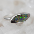 * 1 COLORS IN THE STONE STERLING SILVER AUSTRALIAN BOULDER OPAL RING