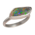 * 1 COLORS IN THE STONE STERLING SILVER AUSTRALIAN BOULDER OPAL RING