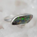 * 1 COLORS IN THE STONE STERLING SILVER AUSTRALIAN BOULDER OPAL RING