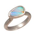 DEFRACTION STERLING SILVER AUSTRALIAN BOULDER OPAL RING