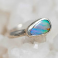 DEFRACTION STERLING SILVER AUSTRALIAN BOULDER OPAL RING