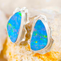 *1 A GEM JEWELER STERLING SILVER OPAL EARRINGS *1 A GEM JEWELER STERLING SILVER OPAL EARRINGS