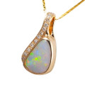 ANGELS WINGS 14KT GOLD 7 DIAMOND AUSTRALIAN OPAL NECKLACE