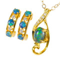 DELVEY 18KT GOLD PLATED AUSTRALIAN OPAL JEWELRY SET