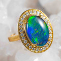 * 1 DEL REY 14KT GOLD & DIAMOND AUSTRALIAN OPAL JEWELRY SET