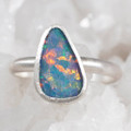 * 1 EYE CANDY STERLING SILVER AUSTRALIAN OPAL RING