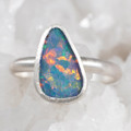 * 1 EYE CANDY STERLING SILVER AUSTRALIAN OPAL RING