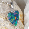 LOVE  STERLING SILVER AUSTRALIAN OPAL HEART NECKLACE