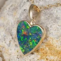 * 1 DEEP KISS 14KT GOLD HEART SHAPED OPAL PENDANT