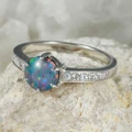 * 1 PRISM PETALS STERLING SILVER AUSTRALIAN OPAL RING