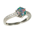 * 1 PRISM PETALS STERLING SILVER AUSTRALIAN OPAL RING