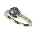 * 1 PRISM PETALS STERLING SILVER AUSTRALIAN OPAL RING