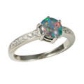 * 1 PRISM PETALS STERLING SILVER AUSTRALIAN OPAL RING