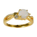 WHITE WINE 18KT YELLOW GOLD PLATED & CUBIC ZIRCONIA AUSTRALIAN WHITE OPAL RING