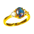 COPA 18KT YELLOW GOLD PLATED & CUBIC ZIRCONIA AUSTRALIAN OPAL RING