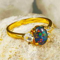 COPA 18KT YELLOW GOLD PLATED & CUBIC ZIRCONIA AUSTRALIAN OPAL RING