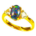 COPA 18KT YELLOW GOLD PLATED & CUBIC ZIRCONIA AUSTRALIAN OPAL RING