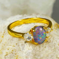 NINA 18KT YELLOW GOLD PLATED & TOPAZ AUSTRALIAN OPAL RING