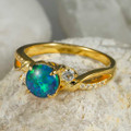   GAVI 18KT YELLOW GOLD PLATED & CUBIC ZIRCONIA AUSTRALIAN OPAL RING