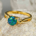 * 1 SUNS ELECTRIC GARDEN 18KT YELLOW GOLD PLATED AUSTRALIAN OPAL RING
