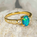 LONDRA 18KT YELLOW GOLD PLATED & CUBIC ZIRCONIA AUSTRALIAN OPAL RING