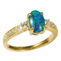 LONDRA 18KT YELLOW GOLD PLATED & CUBIC ZIRCONIA AUSTRALIAN OPAL RING