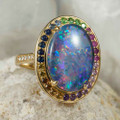 LUCIANA 14KT YELLOW GOLD & DIAMOND OPAL RING